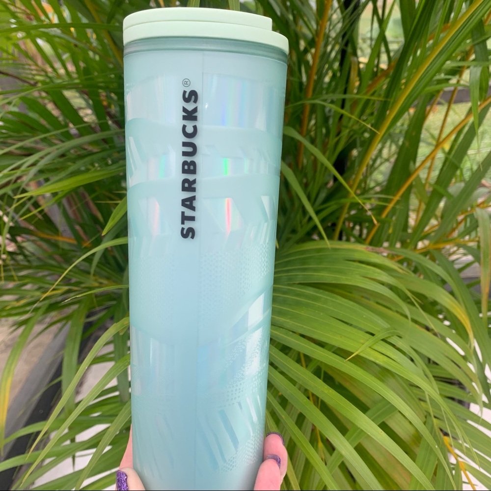Starbucks Frosted Icy White Tumbler Mint Iridescent Soft Touch Hot Cup 16oz 2021